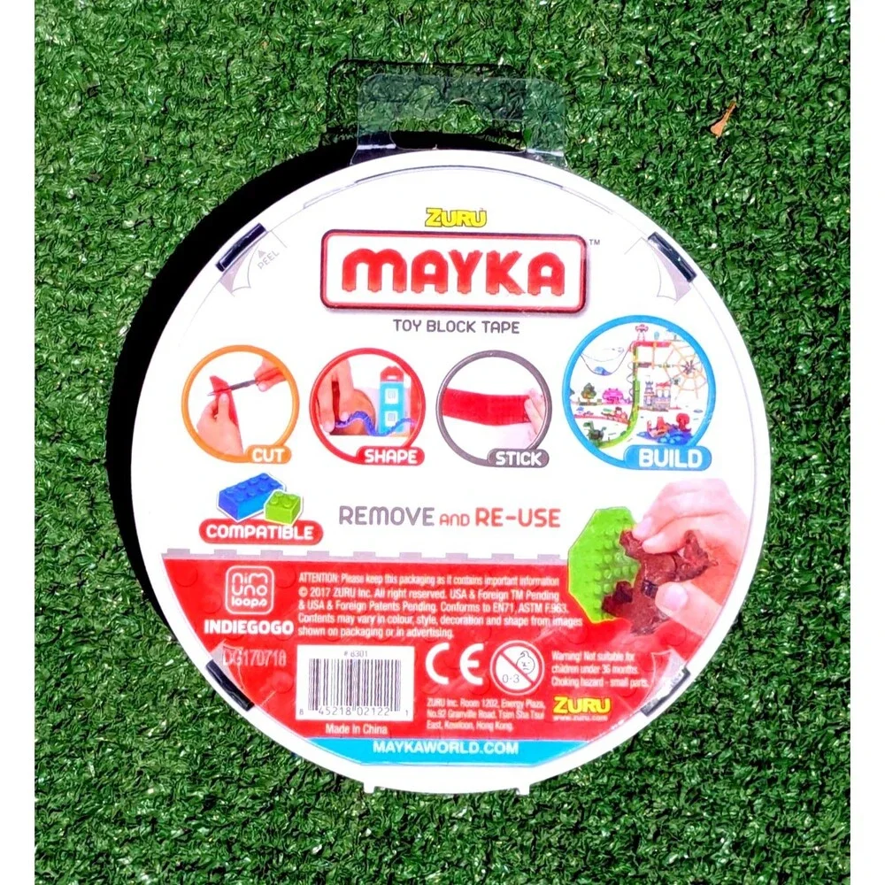 Green Zuru Mayka Toy Block Tape 1m/3.2ft Reusable Cut/Stick/Build/Compatible NIP